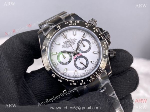 New! Swiss Copy Rolex Daytona 7750 Black Steel Panda Face Watch 8