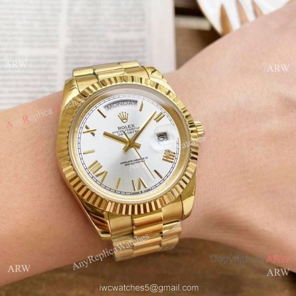 Copy Rolex DayDate Watches Yellow Gold President Gray Dial 40mm 8