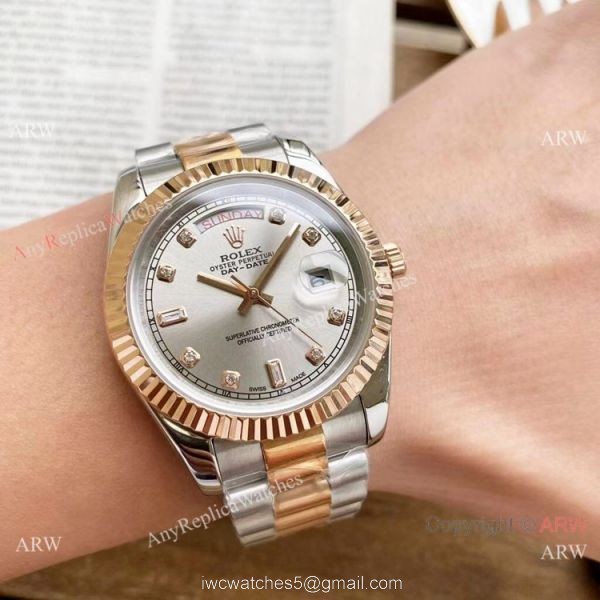 Replica Rolex Day Date 40mm Watches Two Tone Rose Gold New Dial 8