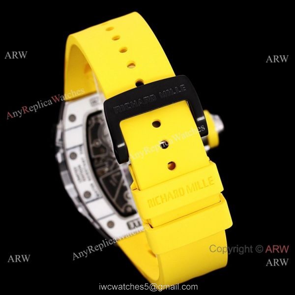 Replica Richard Mille RM 62-01 Tourbillon Watch Yellow Rubber Band Strap 8