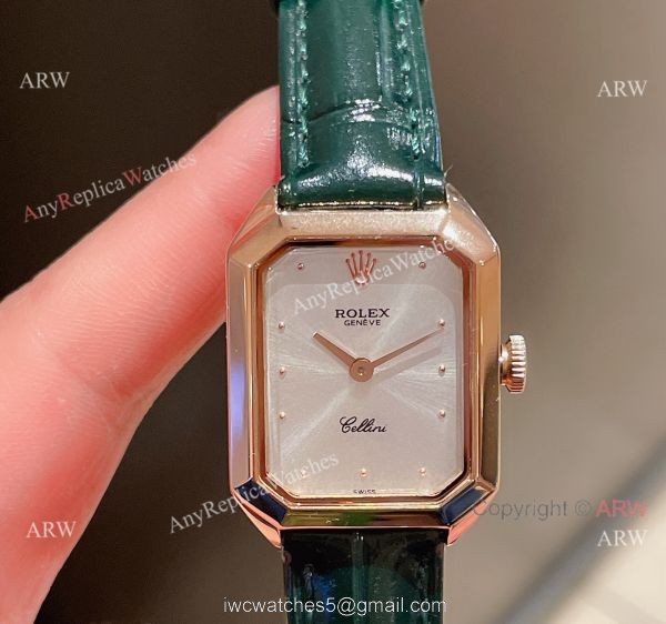 Fake Rolex Cellini Lady Dark Green Dial Rose Gold Case 24mm Watch 8