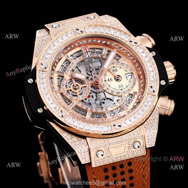 High Quality Copy Hublot Big Bang Iced Out Chronograph Watch Rose Gold 8