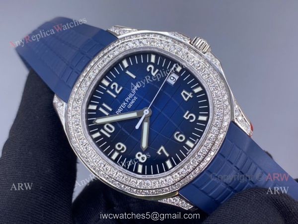 3k Factory Patek Philippe Aquanaut Blue Dial Diamond Bezel Watch 42mm High Copy 8