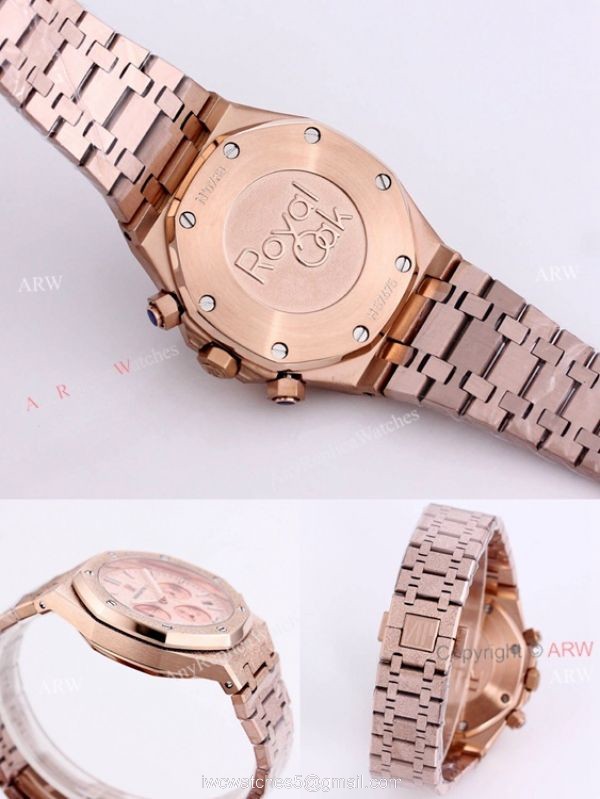 New Audemars Piguet Frosted Gold Royal Oak Rose Gold Watch 41mm Silver Dial with Stop Function High Copy 8