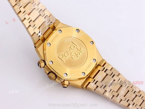 New Audemars Piguet Royal Oak Frosted Gold 41mm Green Dial Chronograph Watch Replica 8