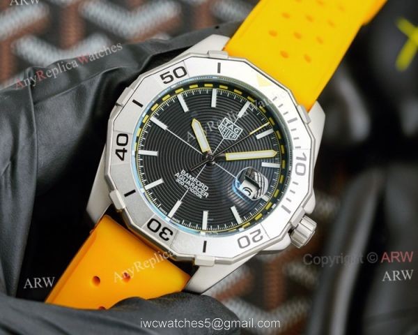 New Tag Heuer Aquaracer 43mm Automatic Replica Watch Special Edition Orange Rubber Band 8