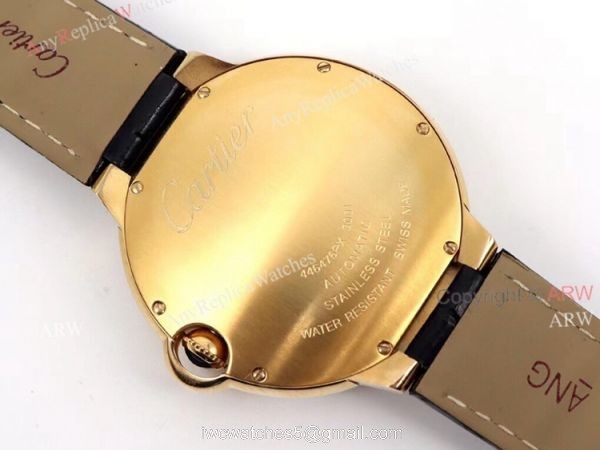 Gold Cartier Ballon Bleu 42mm Full Diamonds Knockoff Watch 8