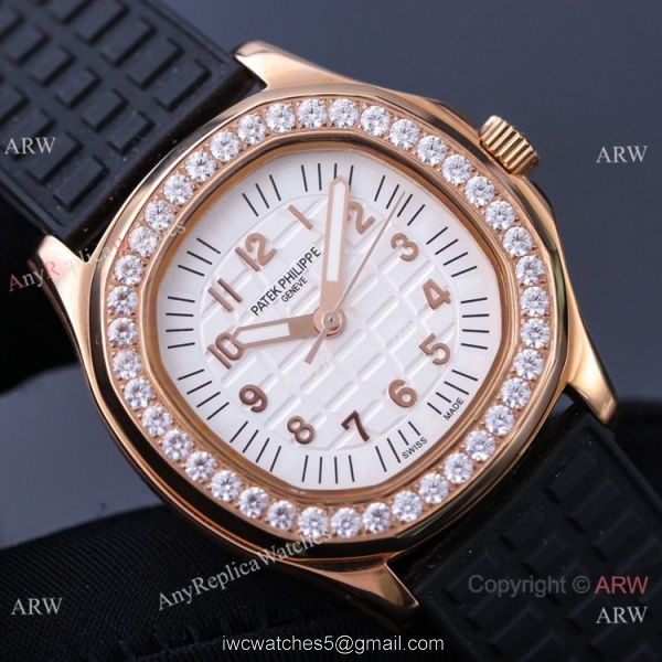 Best Replica Patek Philippe Aquanaut Lady Watches Diamond Bezel Chocolate Dial 8