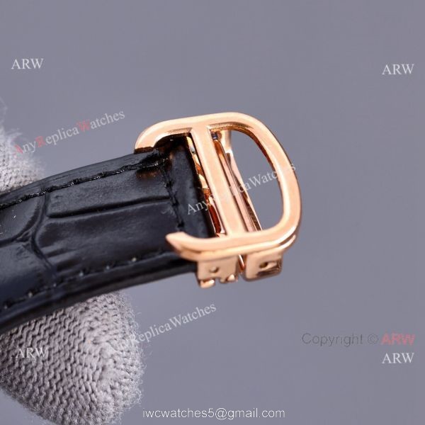 Copy Balloon Blue Cartier Gradient Face Gold Case 42MM Watch Leather Strap 8