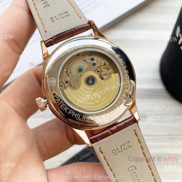Clone Patek Philippe Calatrava Annual calendar Watch Rose Gold Case 42mm 8