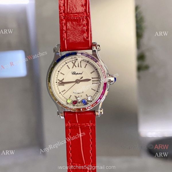 Chopard Happy Sport 30 Watch Rainbow bezel 2-Tone Rose Gold 8