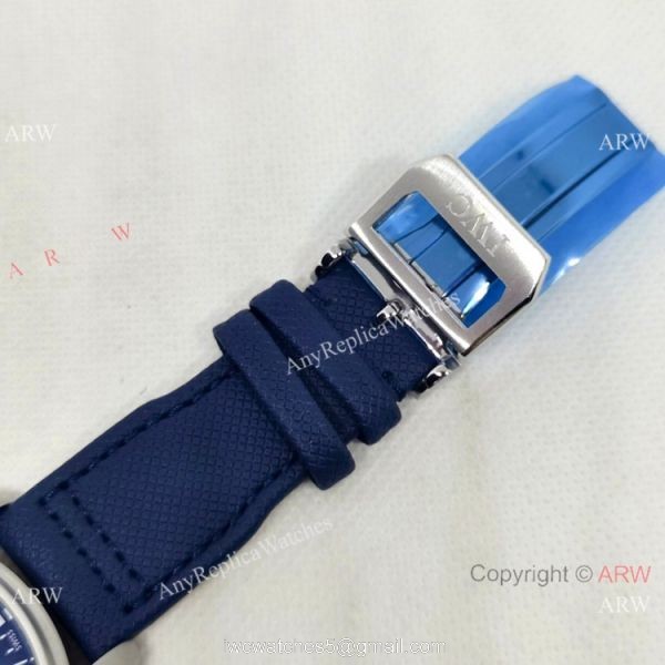 New Copy IWC Pilots Automatic Watch Orange Hand Blue Leather Strap 8