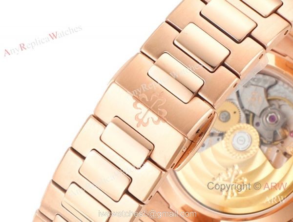 Swiss Cal.324 SC Patek Philippe Lady-Nautilus Copy Watches Rose Gold Dial 8