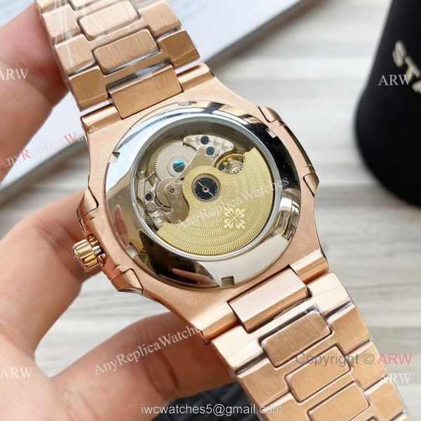 New Clone Patek Philippe Nautilus Annual Calendar Watch Baby Blue Face with Diamonds 8