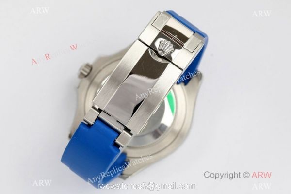 EW Factory Rolex Yacht Master 40mm Swiss 3235 904L Blue Rubber Watch AAA Replica 8