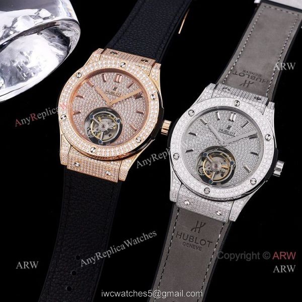Full Diamonds Hublot Classic Fusion 42mm Tourbillon Watch High Quality Replica 8